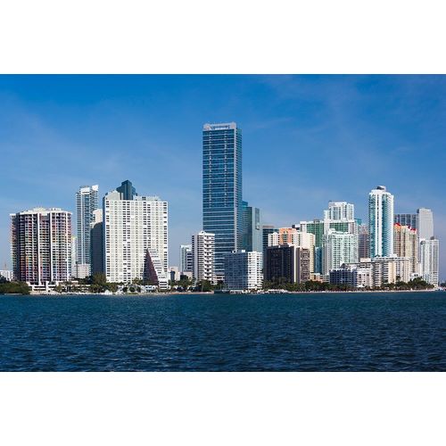 USA, Florida, Miami, city Skyline from Rickenbacker Causeway